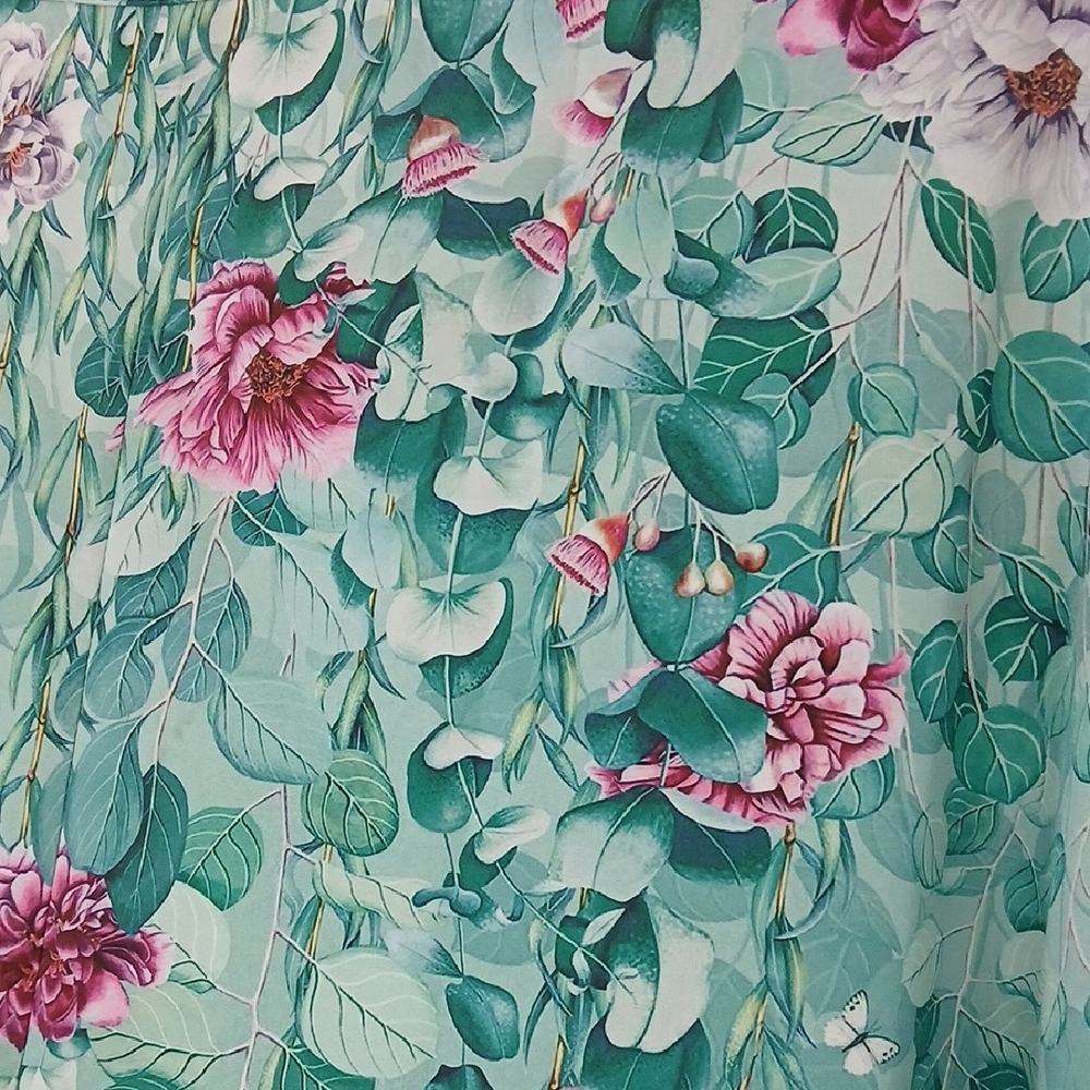 Scoop Neck Green Floral Tunic 4XL Short Sleeve Top - Picture 6 of 8
